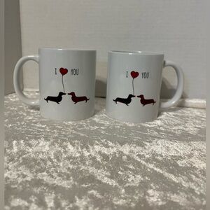 Dachshund White Ceramic Mugs/ set